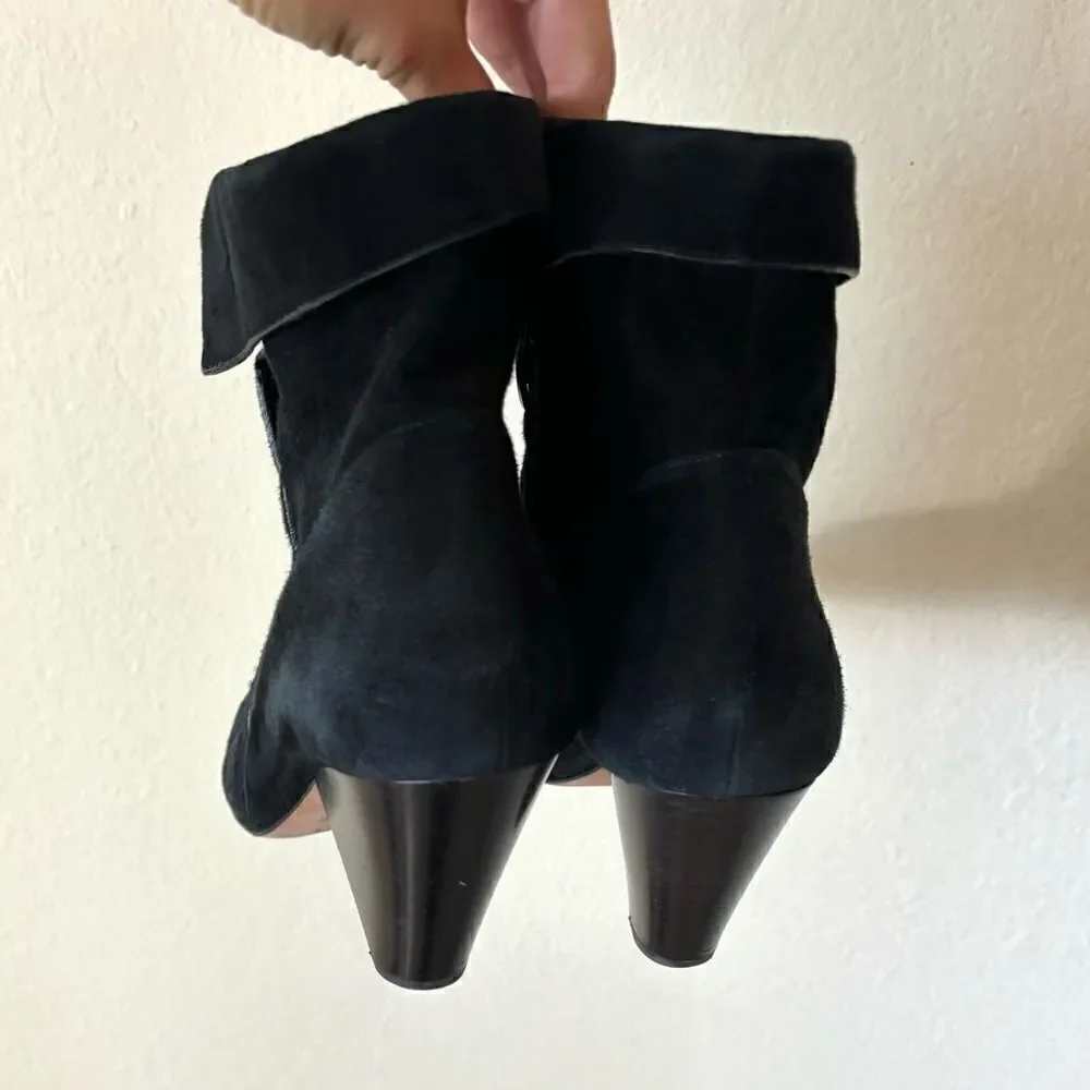 Veronica Beard Laurel Suede Black Ankle Booties  Made in Italy Size 9